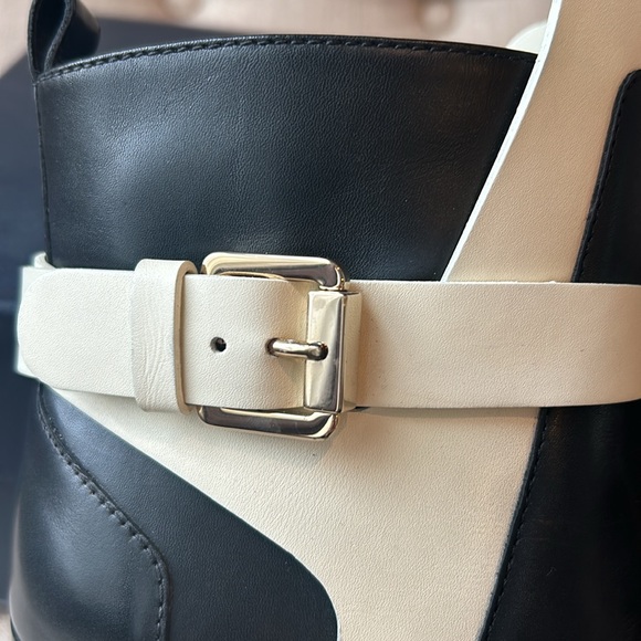 Sergio Rossi Black White Leather Ankle Boots Sz 7.5 US - Picture 11 of 11